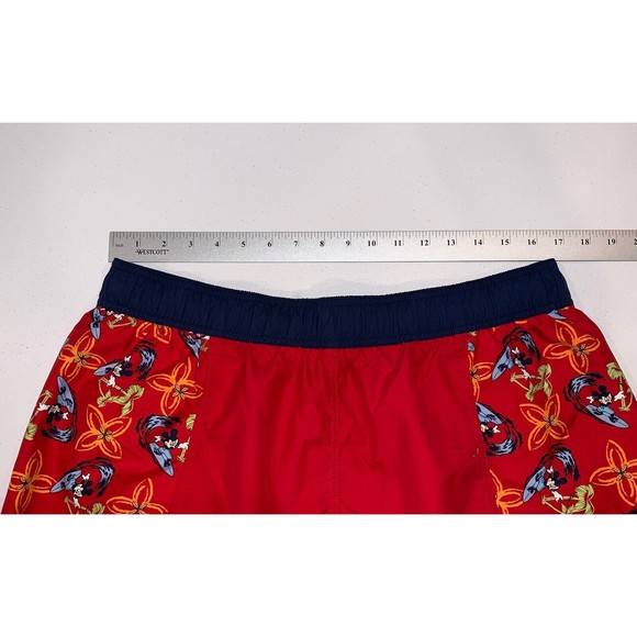 Disney‎ Mickey Mouse Mens Red Swim Surf Board Trunks Elastic Shorts Size Large L - Picture 5 of 7